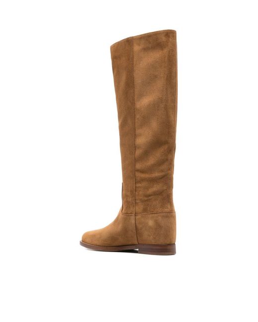 Via Roma 15 Brown Fringe-Detail Knee Length Boots