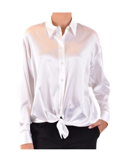 Pinko White Lapel Long-Sleeved Shirt