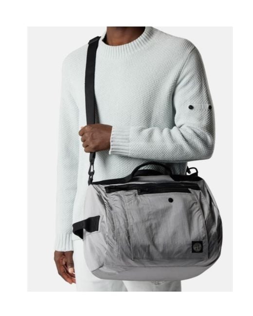 Stone Island Gray Removable Strap Duffle Bag for men