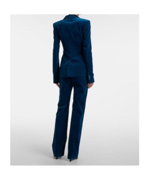 Rabanne Blue Cotton-Blend Velvet And Satin Blazer