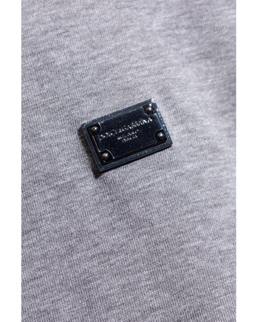 Dolce & Gabbana Gray Logo Tag Oversize Singlet for men