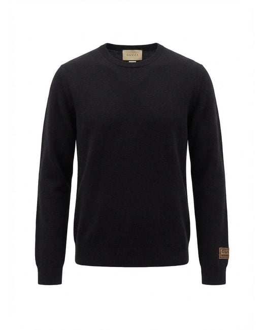 Gucci Blue Logo Patch Cashmere Jumper for men