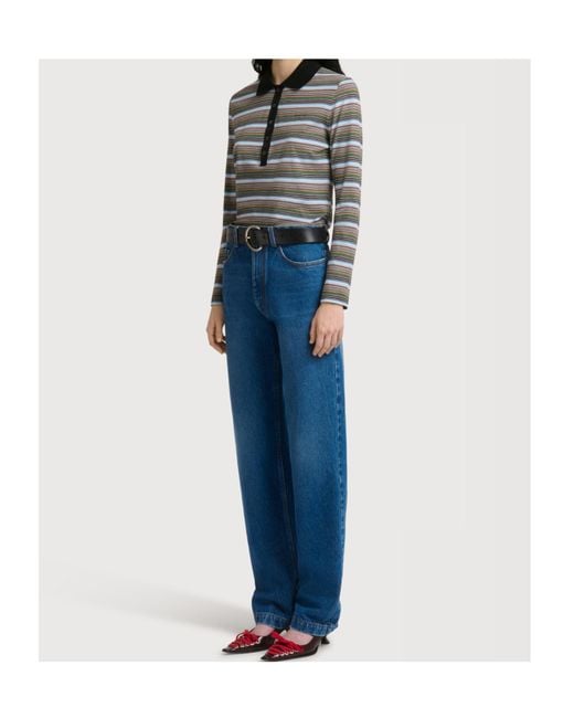 Marni Blue Logo-Patch Straight-Leg Jeans