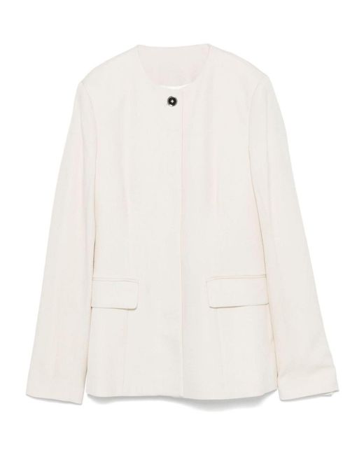 Totême  White Collarless Cinched Jacket
