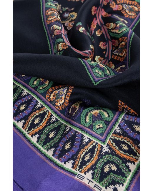 Etro Blue Paisley Patterned Scarf