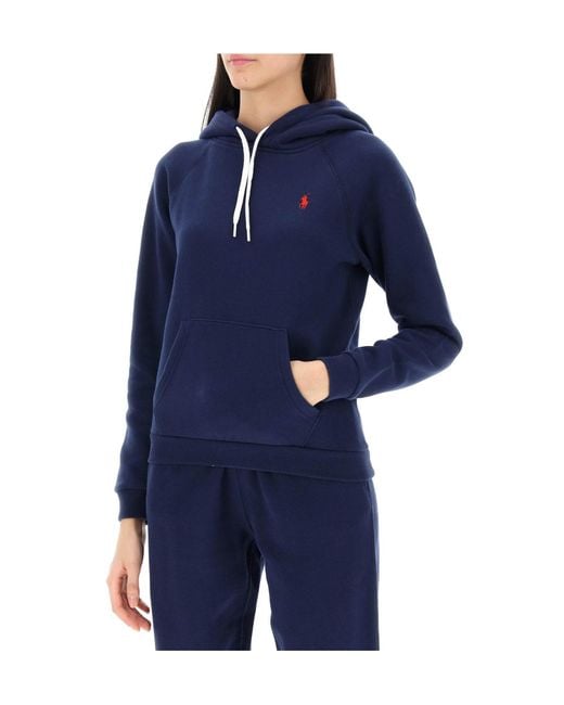 Polo Ralph Lauren Blue Logo Embroidered Drawstring Hoodie