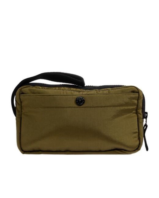 Stone Island Green Logo Patch Waist Bag for men