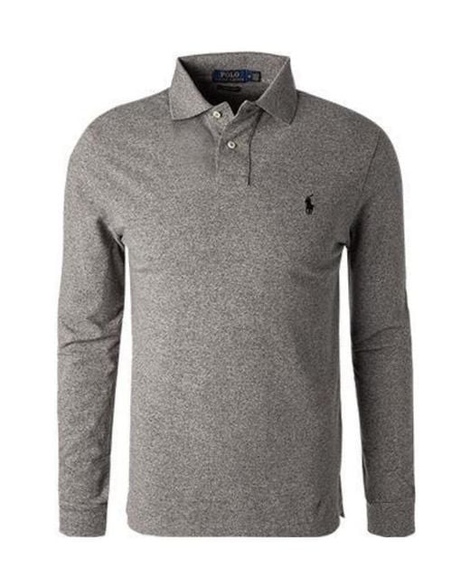 Polo Ralph Lauren Gray All Fits Mesh Long-Sleeved Polo Shirt for men