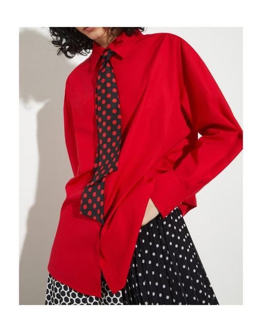 MAX&Co. Red Cotton-Poplin Shirt With Tie