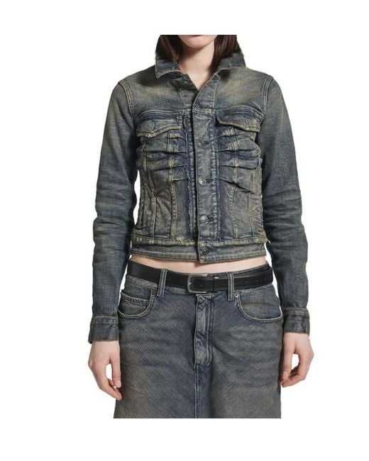 Balenciaga Gray Ruched Denim Jacket