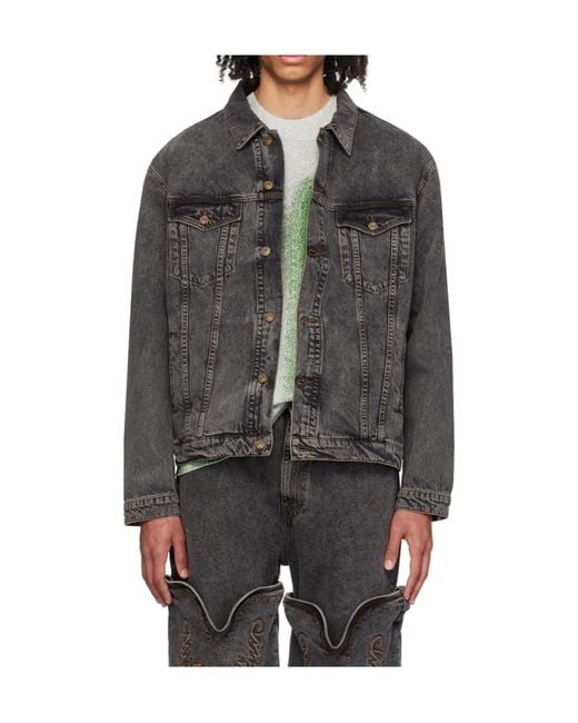 Y. Project Gray Wire Long-Sleeved Denim Jacket for men