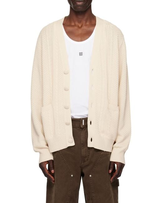 Givenchy White Button-Up Knit Cardigan for men