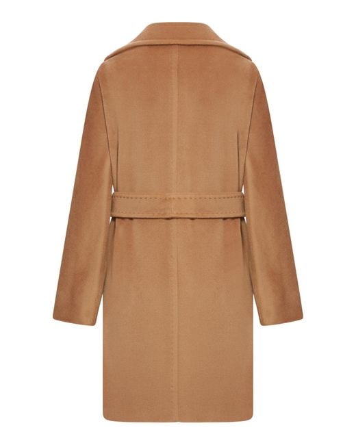 Max Mara Brown Scire Beaver Wool Robe Coat