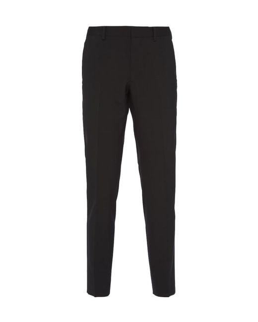 Prada Black Wool Belt Loop Casual Pants for men