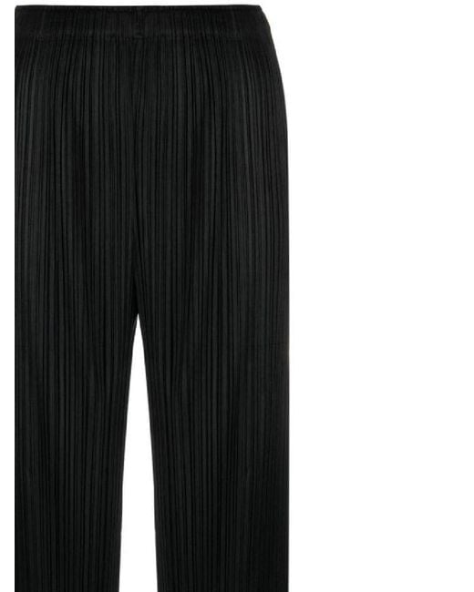 Pleats Please Issey Miyake Black Straight-Leg Pleated Casual Pants