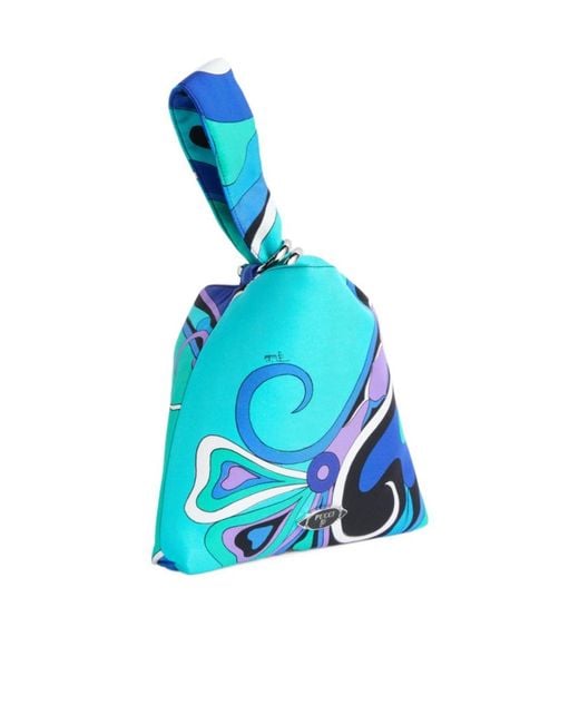 Emilio Pucci Blue Pucci Orchidee Small Printed Tote Bag