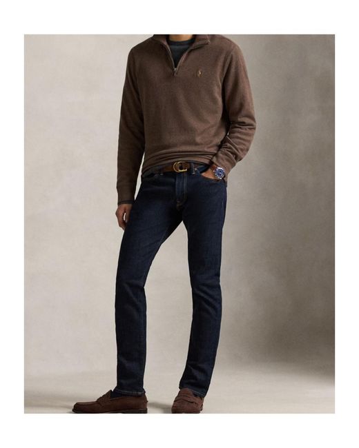 Polo Ralph Lauren Brown Estate Fleece Quarter Zip Sweater for men