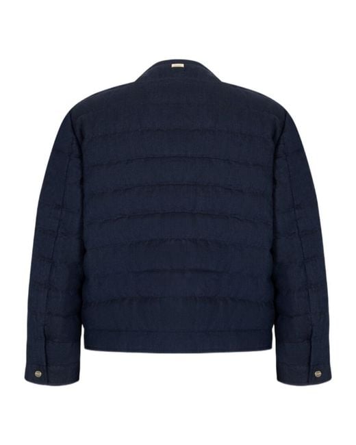Herno Blue Long-Sleeved Down Jacket