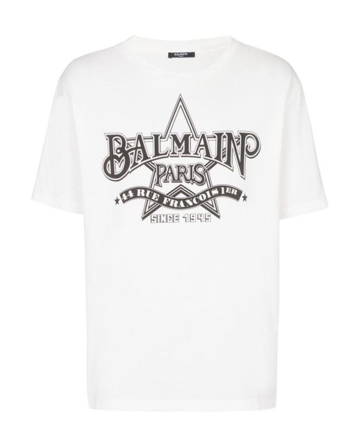 Balmain White Star T-Shirt for men