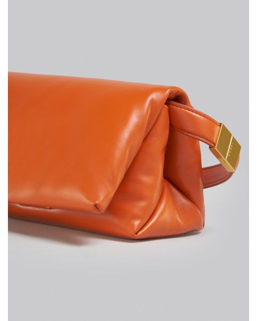 Marni Orange Padded Foldover Top Crossbody Bag