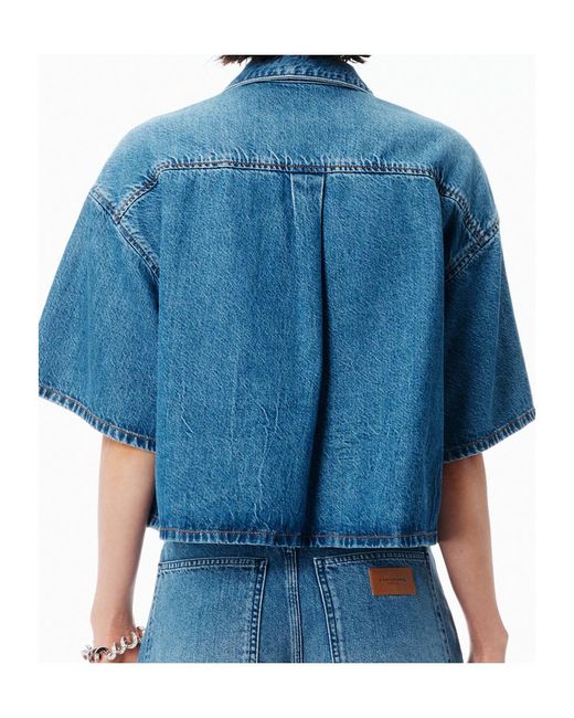 Alexander Wang Blue Cropped Denim Shirt