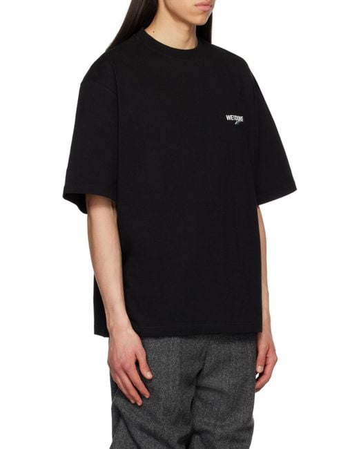 we11done Black Logo Cotton T-Shirt for men