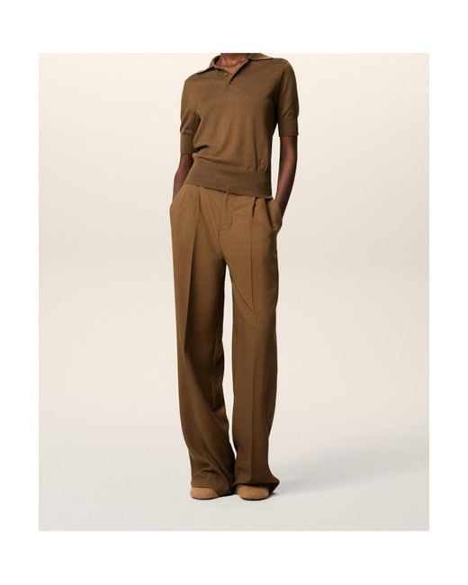 AMI Brown Short-Sleeve Knitted Polo Shirt