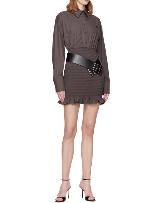 The Attico Brown The Ruched Corset Dress
