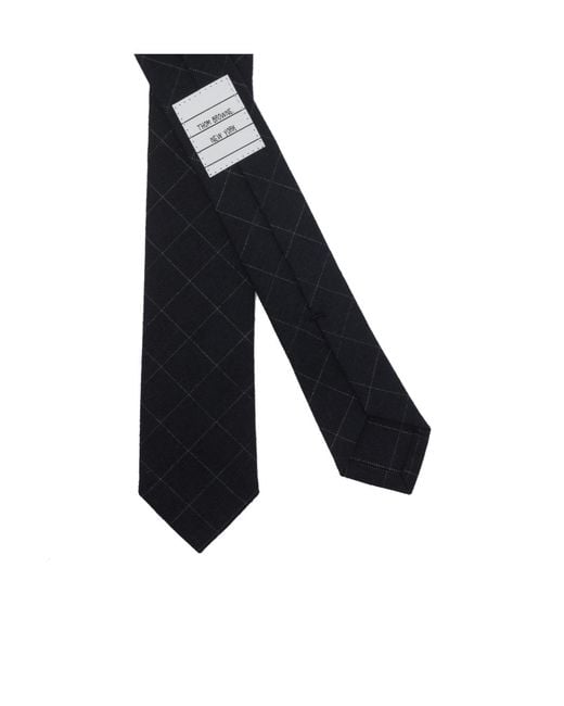 Thom Browne Black Checked Classic Tie for men