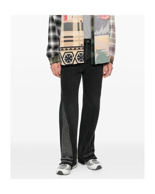 GALLERY DEPT. Black Twisted Wide Leg Jeans for men