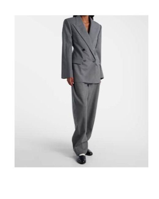 Givenchy Gray Double-Breasted Wool Blazer