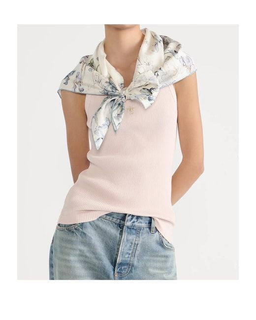 Dior White Butterflies And Iris Printed Square Scarf