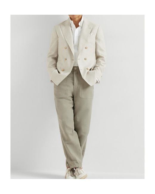 Brunello Cucinelli White Prince Of Wales Deconstructed Blazer for men