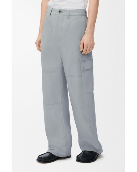 Loewe Gray Logo Patch Cargo Trousers for men