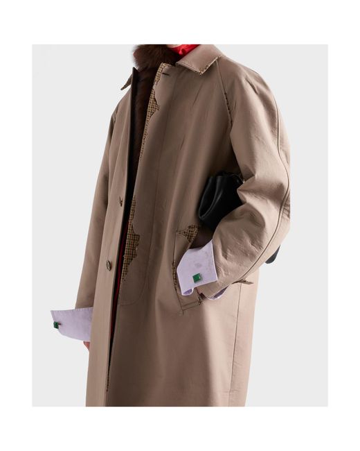Prada Brown Bonded Poplin Coat With Devoré Effect