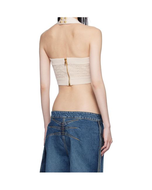 Balmain Blue Pb Labyrinth-Pattern Top