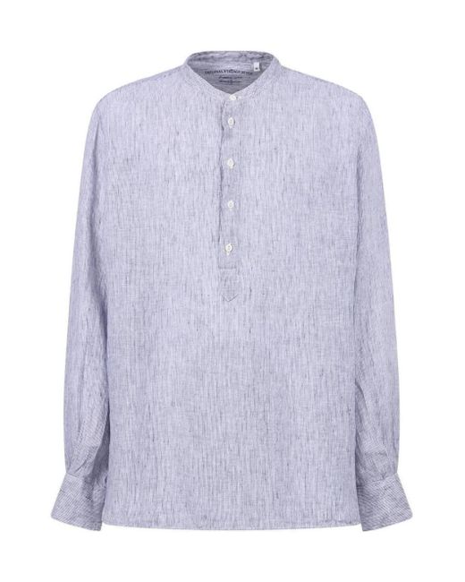 Original Vintage Style Purple Half-Breasted T-Shirt for men