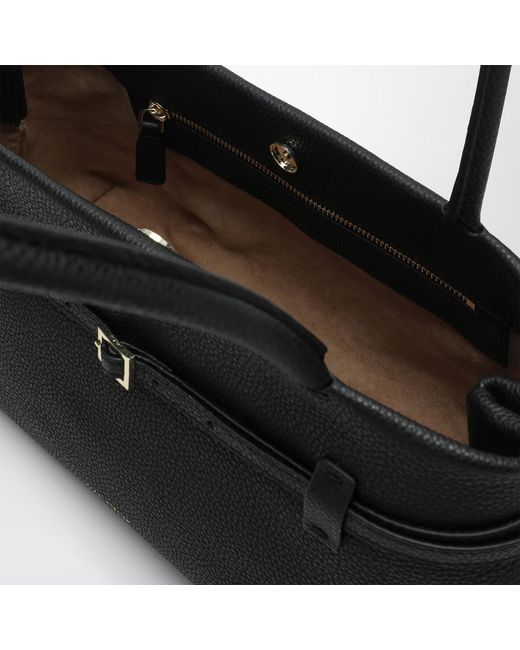 MANU Atelier Black Buckle-Strap Tubular-Handles Tote Bag