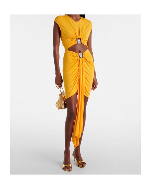 Christopher Esber Yellow Duo Bezel Cutout Jersey Minidress