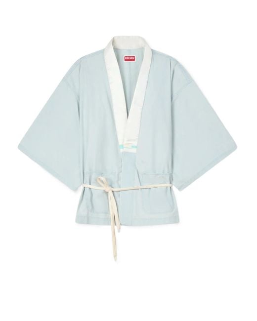 KENZO Blue Oversized Kimono Shirt for men