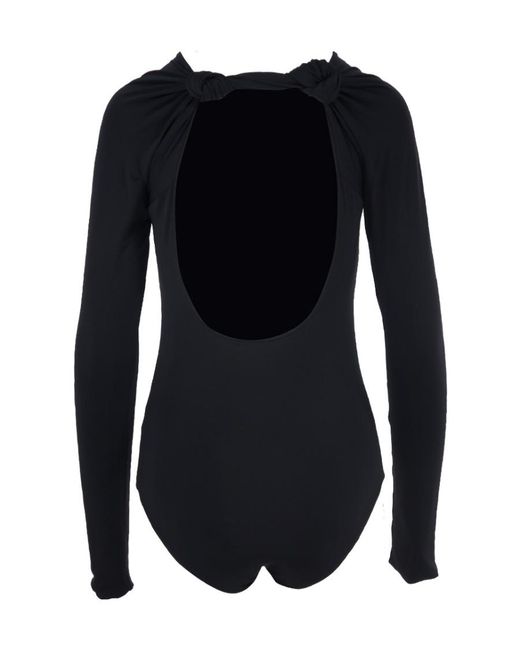 Jil Sander Blue Open-Back Long-Sleeved Crewneck Bodysuit