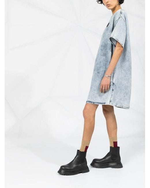 MM6 by Maison Margiela Blue Acid-Wash Denim Dress