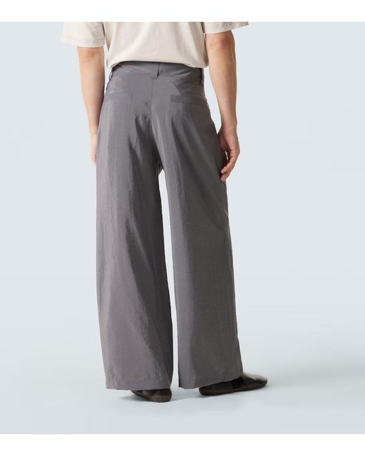 Lemaire Gray Silk-Blend Barrel-Leg Pants for men