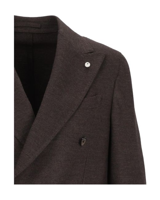 Lubiam Black Double-Breasted Blazer for men