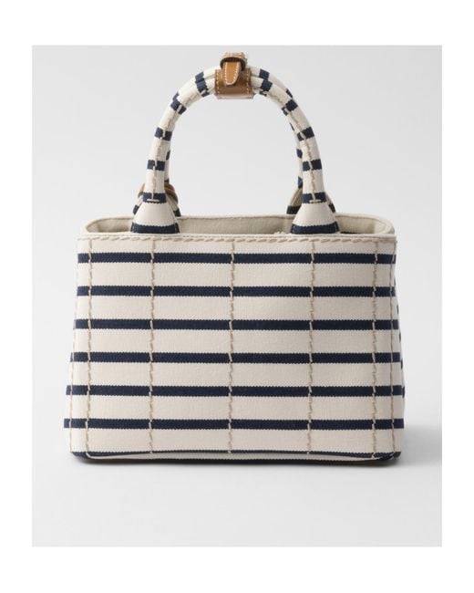 Prada Multicolor Jardinière Mini Striped Cotton Canvas Bag