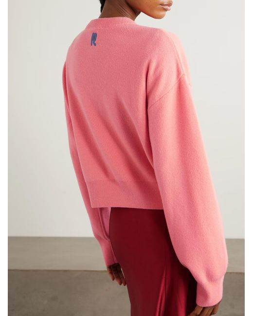 Rabanne Pink Embroidered Crystal-Embellished Wool And Cashmere Blend Cardigan