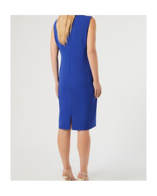 Marina Rinaldi Blue Rhinestone-Adorned Cady Dress