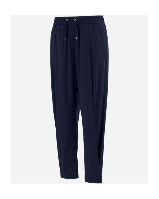 Herno Blue Lightweight Drawstring Cropped Trousers