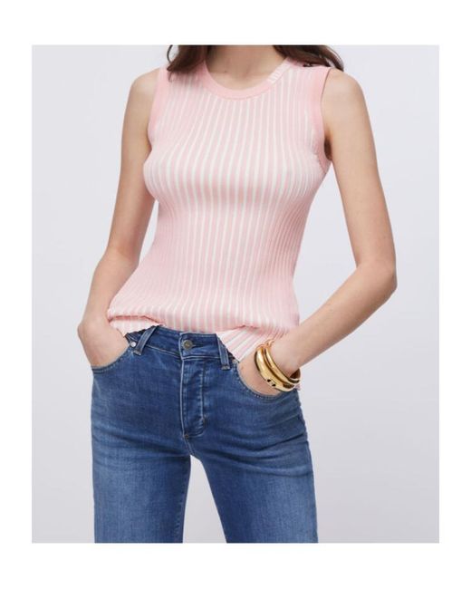 Liu Jo Pink Two-Tone Ribbed Tank Top