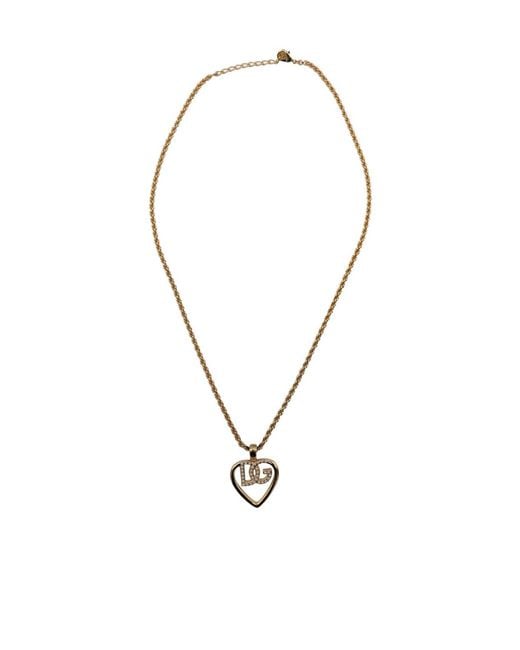 Dolce & Gabbana Metallic Dg Heart Embellished Necklace